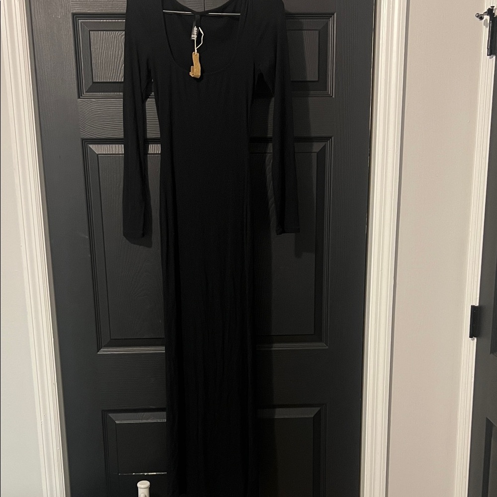 SKIMS Black Long Sleeve Dress